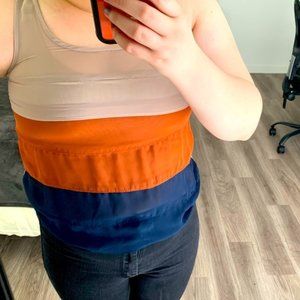 Blue Tan Tricolor Blouse Tank Size Small